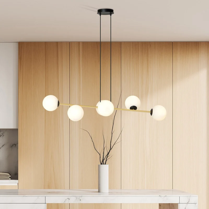 B-Ware Hängeleuchte Gravity opalweiß gold schwarz Glas E14 Deckenlampe Lampe Leuchte365