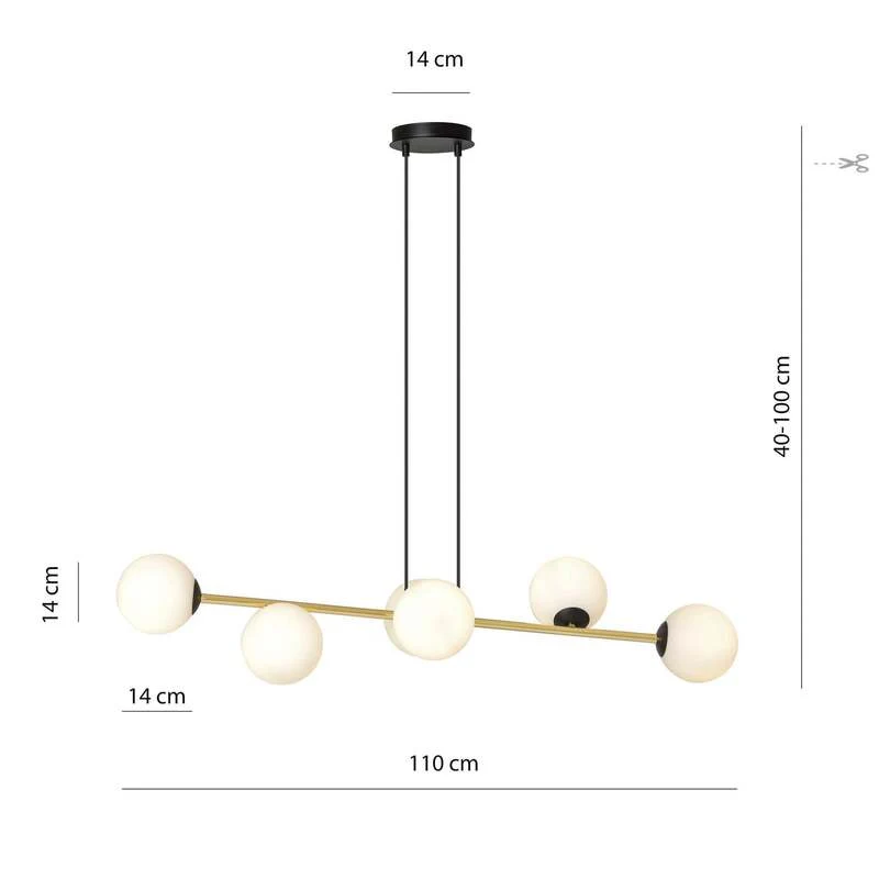 B-Ware Hängeleuchte Gravity opalweiß gold schwarz Glas E14 Deckenlampe Lampe Leuchte365