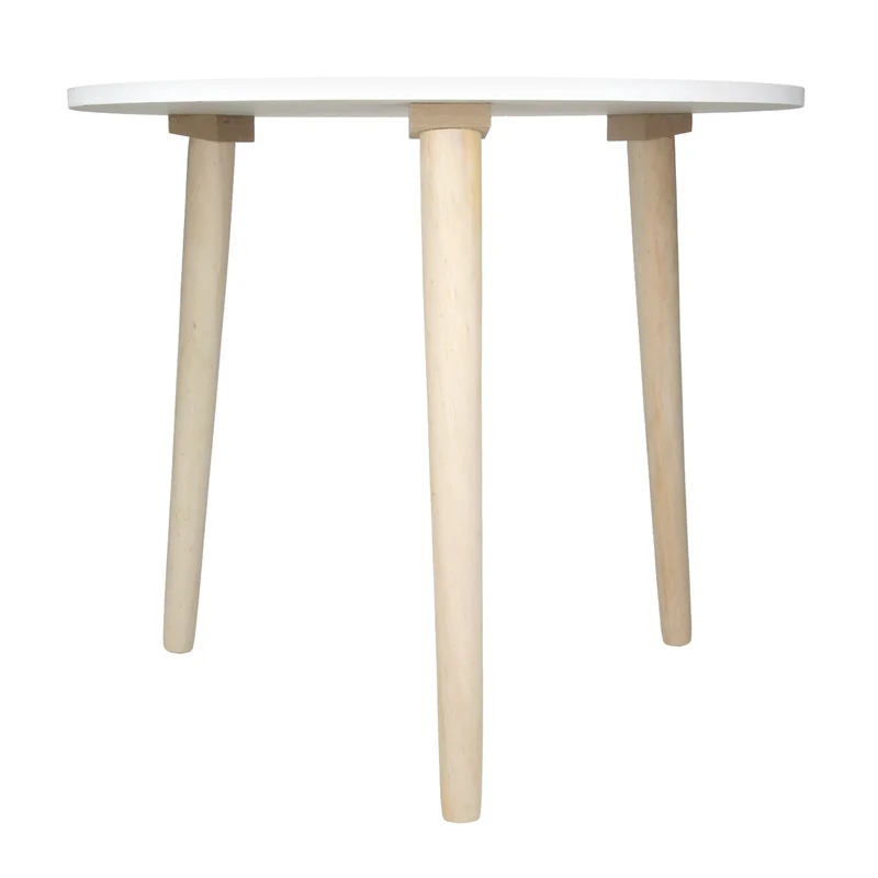 Beistelltisch Ø 49 cm Weiß/Natur aus Kiefernholz und MDF