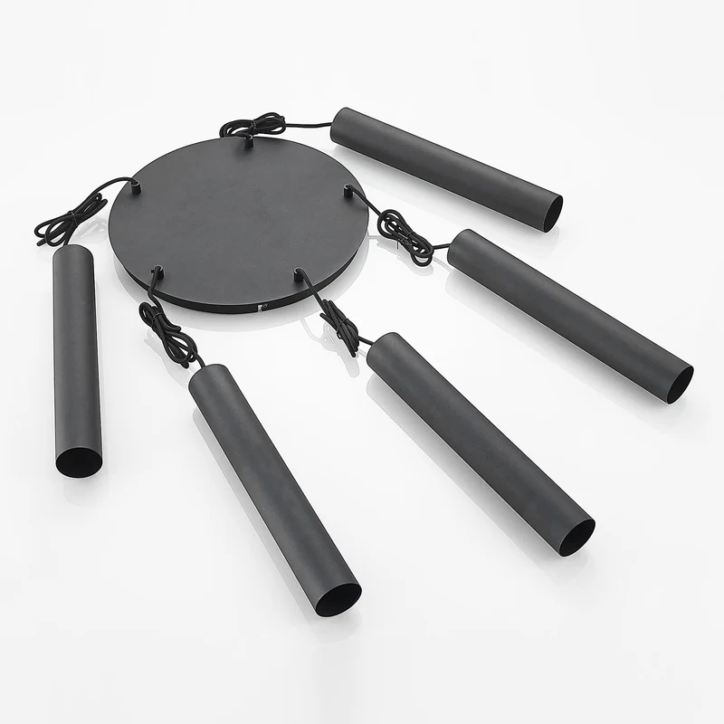 B-Ware Lindby Hängeleuchte Sanad LED Pendelleuchte Lampe dimmbar schwarz 5-flg Ø40cm