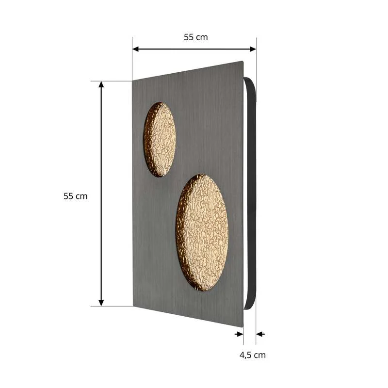 B-Ware Lucande Wandleuchte Delin LED Lampe dimmbar grau gold 55x55cm 1360 Lumen