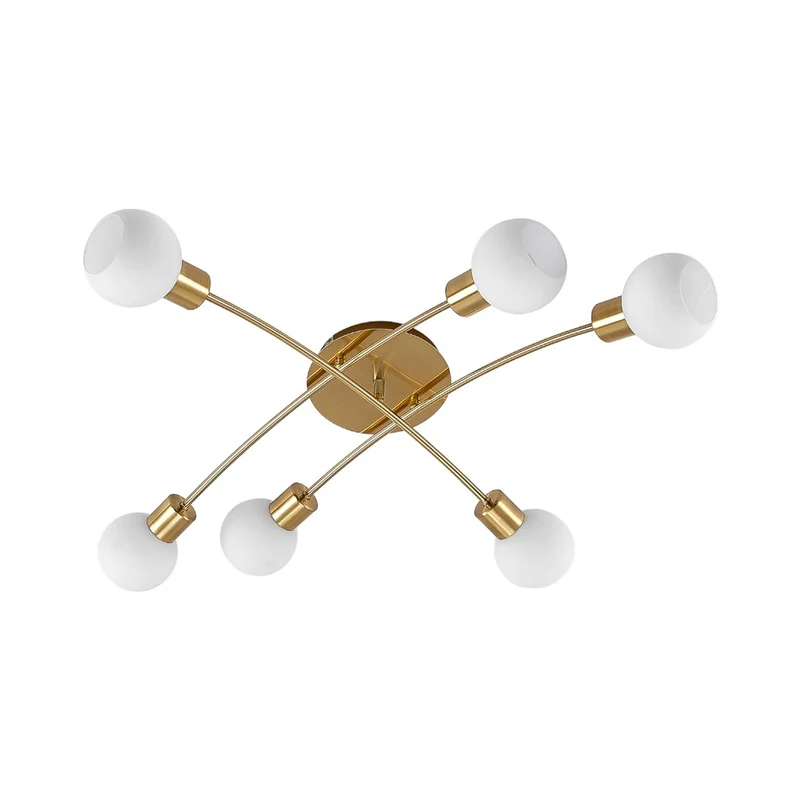 B-Ware Lindby Deckenleuchte Agmar LED Lampe dimmbar 6-flg messingfarben Glas 80x72cm