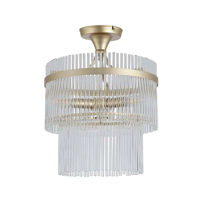 B-Ware Searchlight Deckenlampe Lara LED Hängelampe dimmbar goldfarben klar Ø35cm 41cm