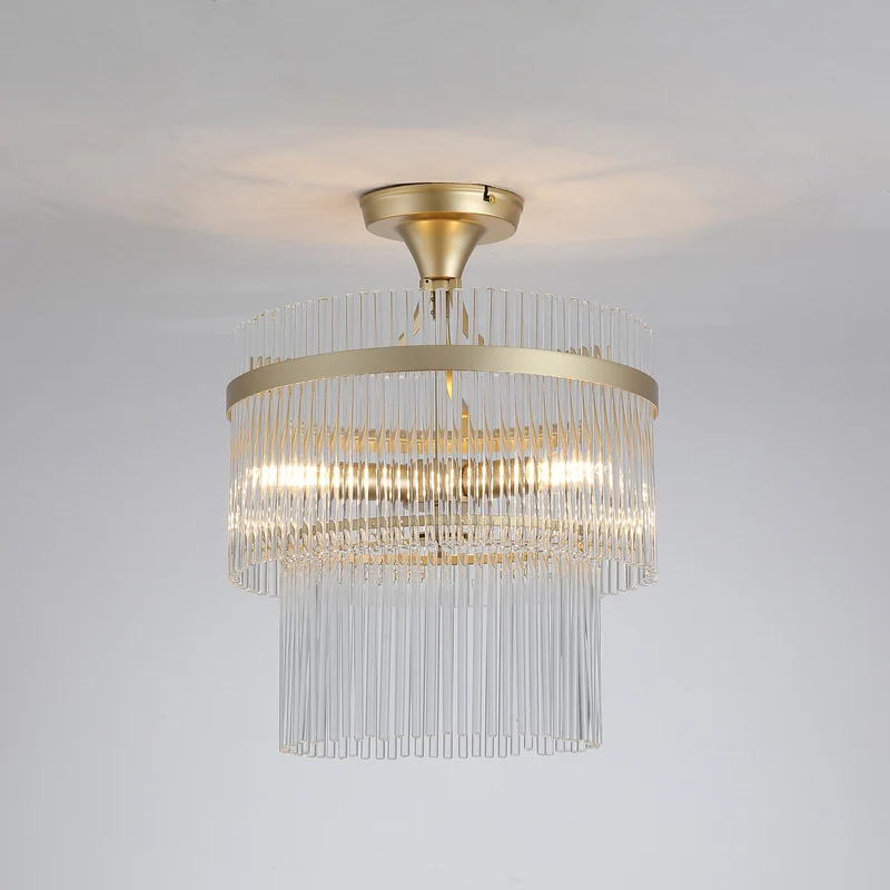 B-Ware Searchlight Deckenlampe Lara LED Hängelampe dimmbar goldfarben klar Ø35cm 41cm