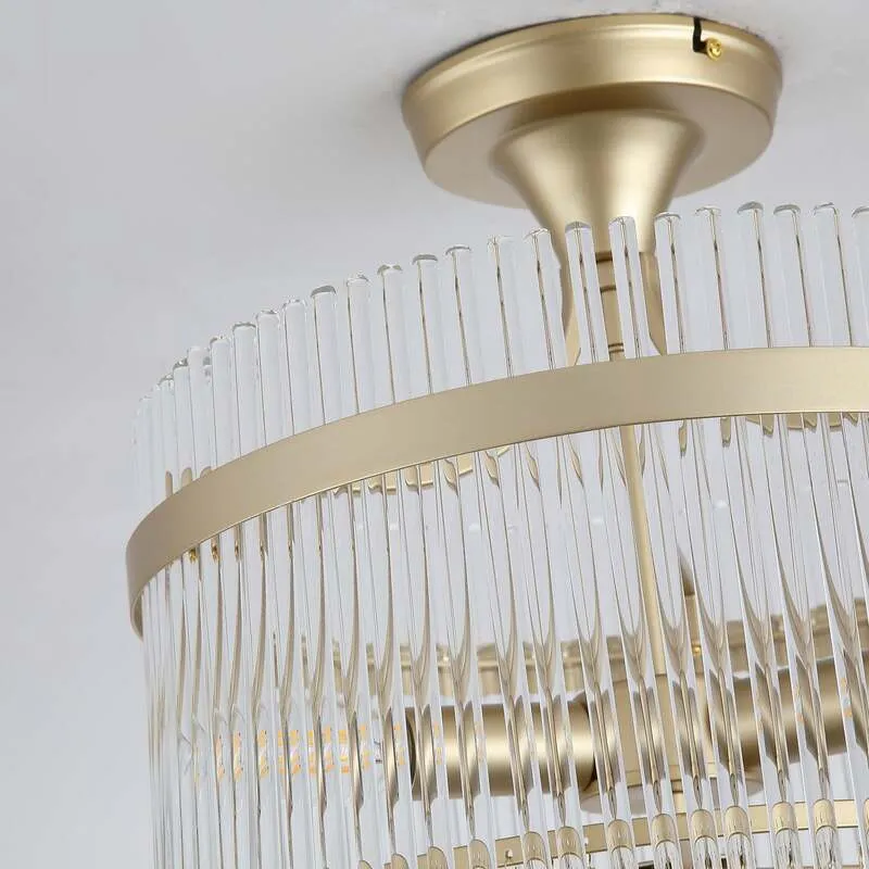 B-Ware Searchlight Deckenlampe Lara LED Hängelampe dimmbar goldfarben klar Ø35cm 41cm