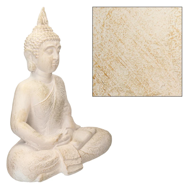 Buddha Figur 40x24x48 cm Beige/Grau aus Kunststein
