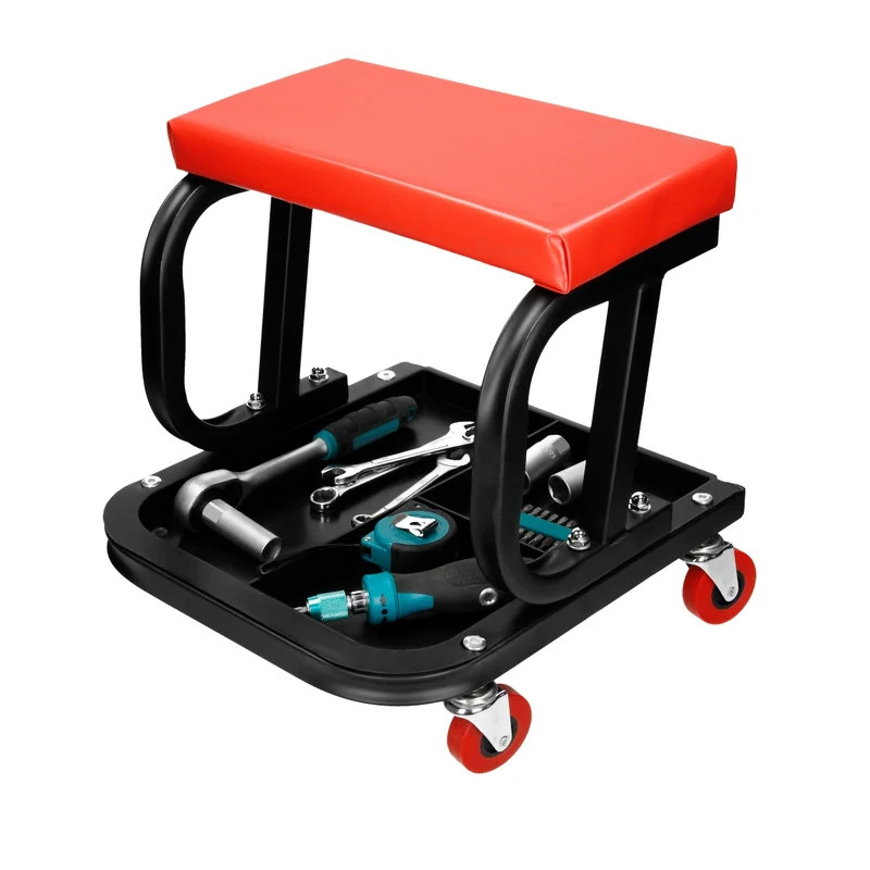 Werkstatthocker mit 4 Rollen und Sitzauflage max.150 kg aus Stahl