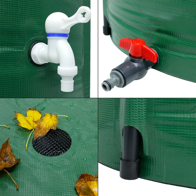 Regentonne faltbar Grün Ø 60x70 cm aus 500D PVC