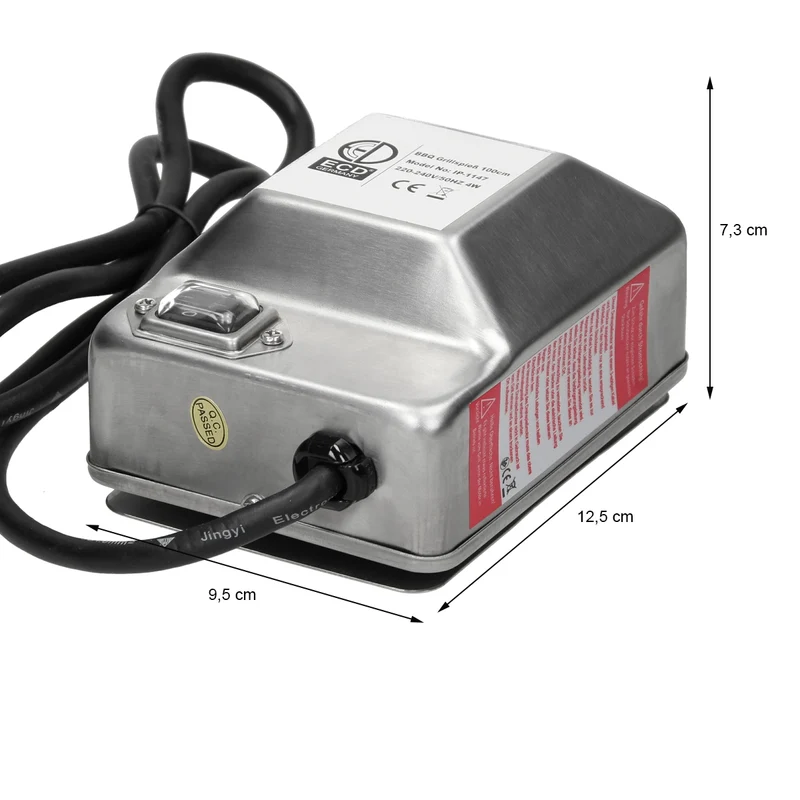 Grillspieß Set 100 cm, mit 4x Fleischnadeln und Edelstahl Motor 2-3U/m, inkl. Motorhaltung
