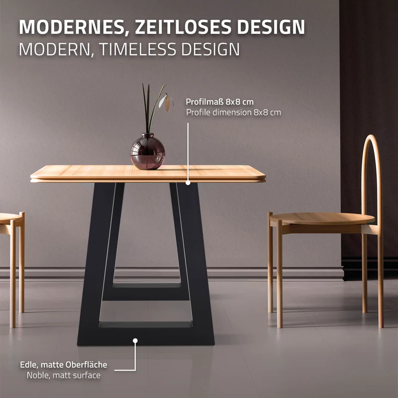 Tischbeine Tischgestell 2er Set Trapez-Design 60 x 73 cm Schwarz aus Stahl ML-Design