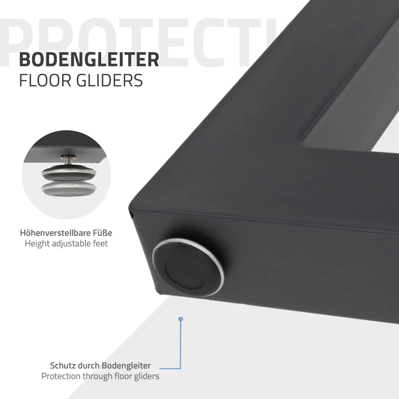 Tischbeine Tischgestell 2er Set Trapez-Design 60 x 72 cm Anthrazit aus Stahl ML-Design