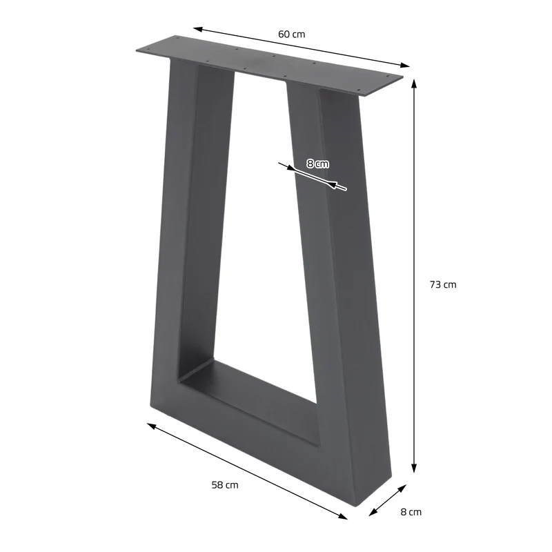 Tischbeine Tischgestell 2er Set Trapez-Design 60 x 72 cm Anthrazit aus Stahl ML-Design