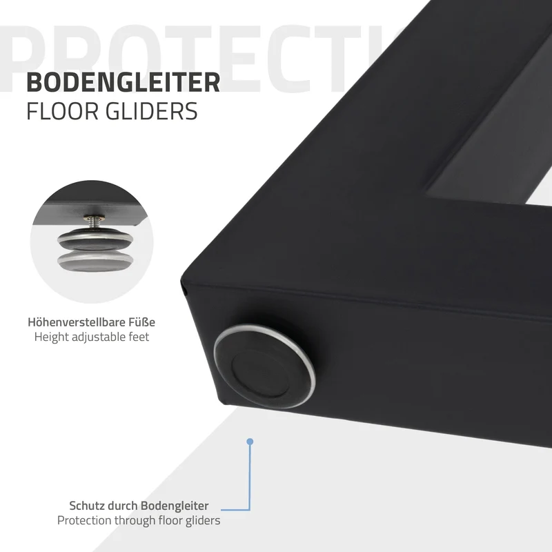 Tischbeine Tischgestell 2er Set U-Design 60 x 72,5 cm Schwarz aus Stahl ML-Design