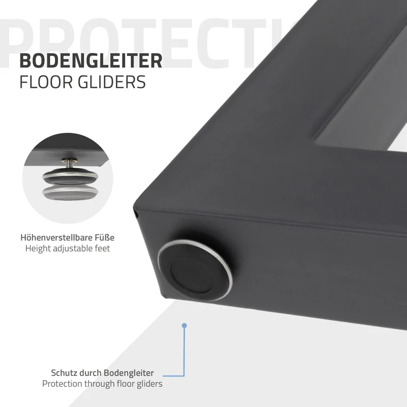 Tischbeine Tischgestell 2er Set U-Design 60 x 72,5 cm Anthrazit aus Stahl ML-Design