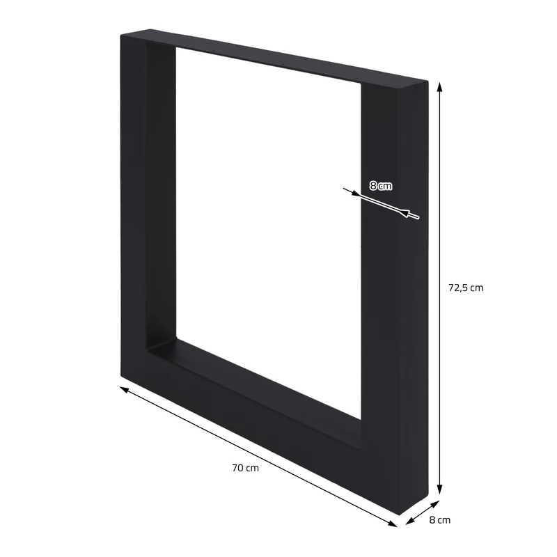 Tischbeine Tischgestell 2er Set U-Design 70x72,5 cm Schwarz aus Stahl ML-Design