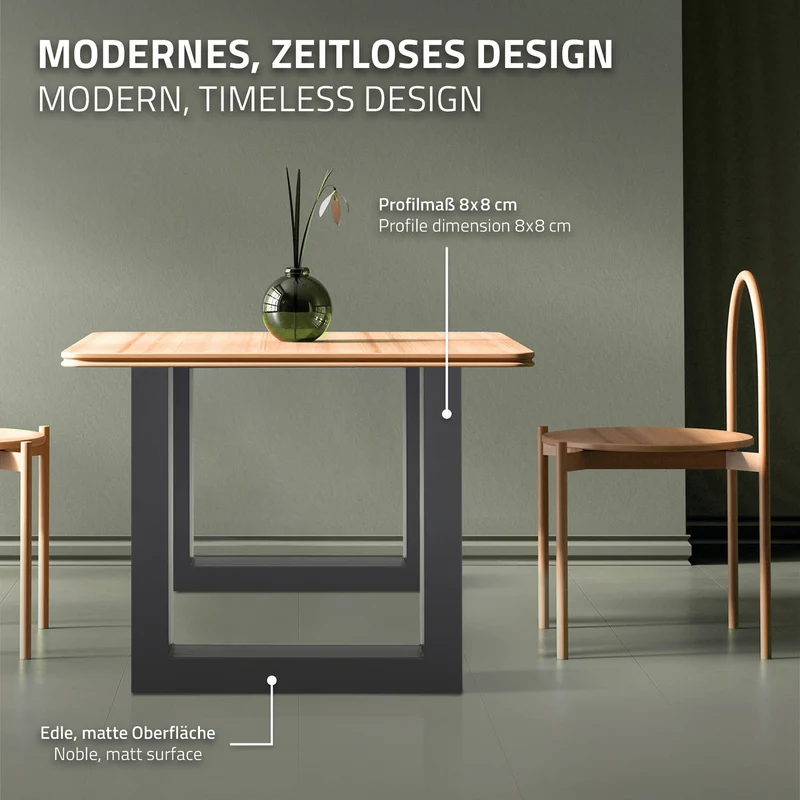 Tischbeine Tischgestell 2er Set U-Design 70 x 72,5 cm Anthrazit aus Stahl ML-Design