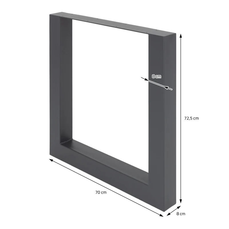 Tischbeine Tischgestell 2er Set U-Design 70 x 72,5 cm Anthrazit aus Stahl ML-Design