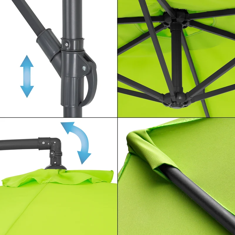 Sonnenschirm mit Kurbel und Abdeckung inkl. Ständer Ø 300 cm Hellgrün aus Polyester und Aluminium
