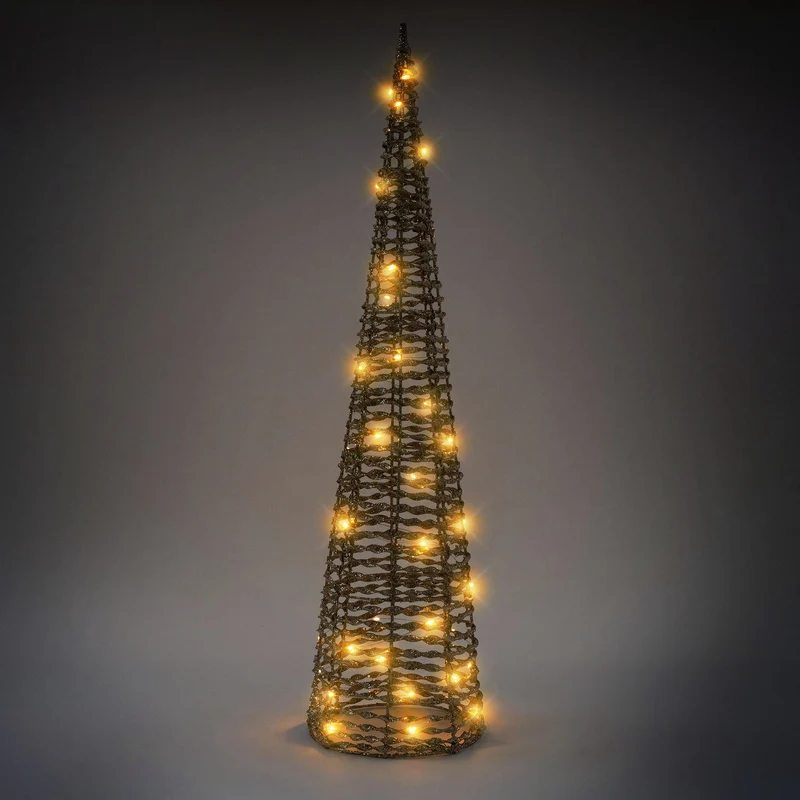 LED Pyramide Lichterkegel 3er Set 40/60 cm Gold aus Metall mit warmweißen LEDs