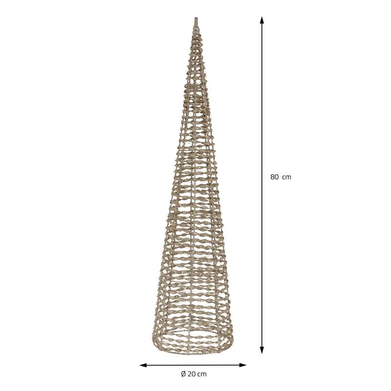 LED Pyramide Lichterkegel 3er Set 40/60 cm Gold aus Metall mit warmweißen LEDs