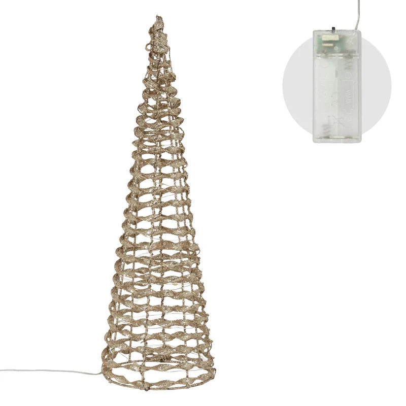 LED Lichterkegel Weihnachtsdeko 2er Set 40/80 cm Gold aus Metall mit warmweißen LEDs