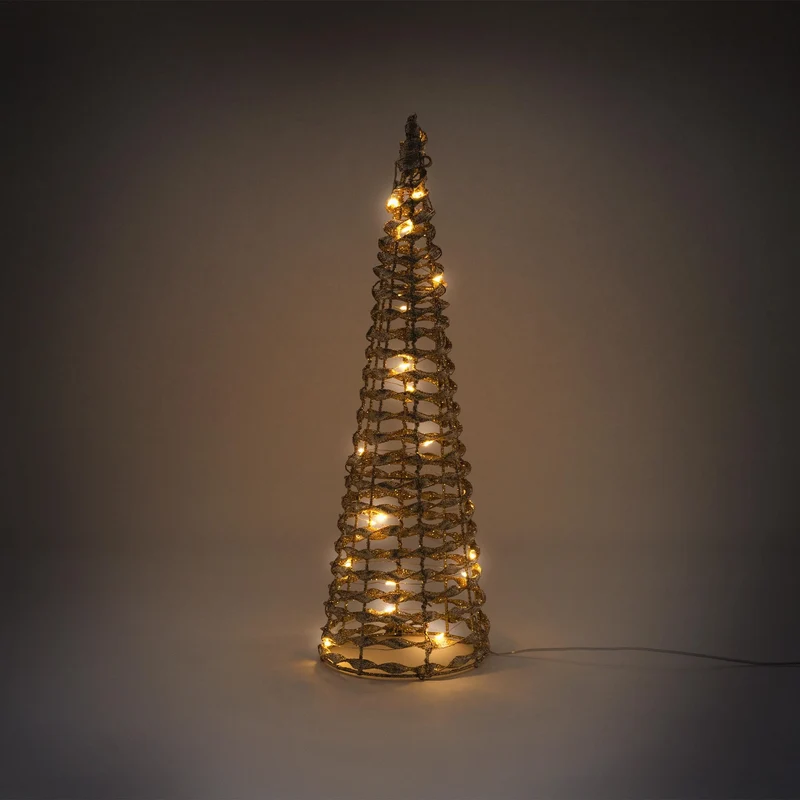 LED Lichterkegel Weihnachtsdeko 2er Set 40/60 cm Gold aus Metall mit warmweißen LEDs