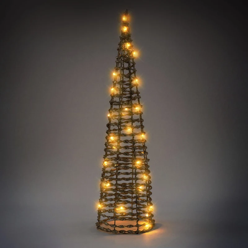 LED Lichterkegel Weihnachtsdeko 2er Set 40/60 cm Gold aus Metall mit warmweißen LEDs