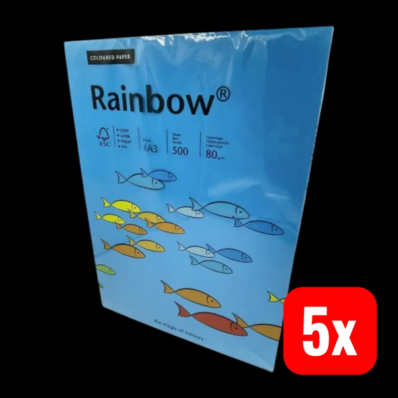 5x B-Ware Rainbow Papyrus Druckerpapier Kopierpapier Farbig DIN A3 Blau 500 Blatt 5 STÜCK