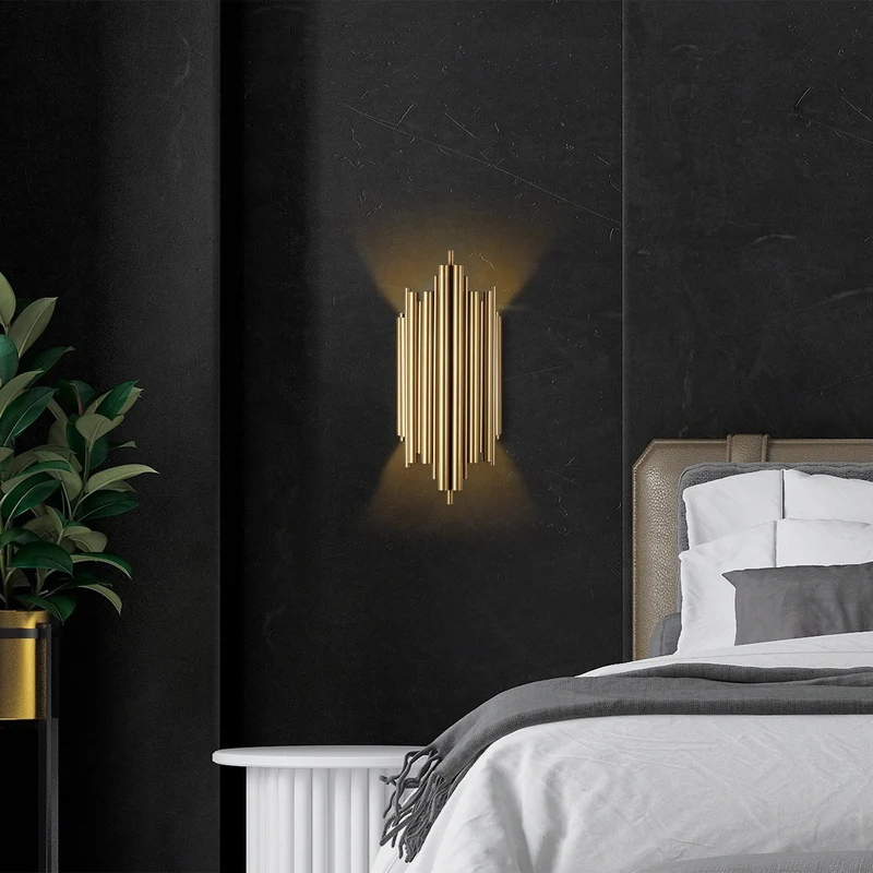 B-Ware Wandleuchte Reis 13341 goldfarben Metall Höhe 50 cm Wandlampe Lampe Leuchte Spot