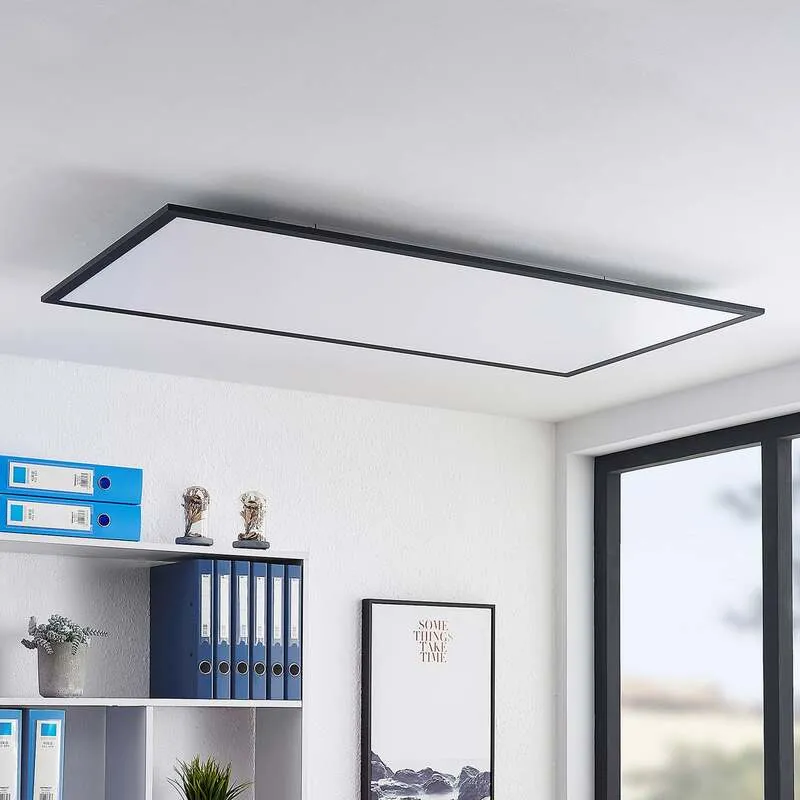 B-Ware Lindby Deckenleuchte Panel LED Lampe Leuchte Aluminium Kunststoff schwarz dimmba