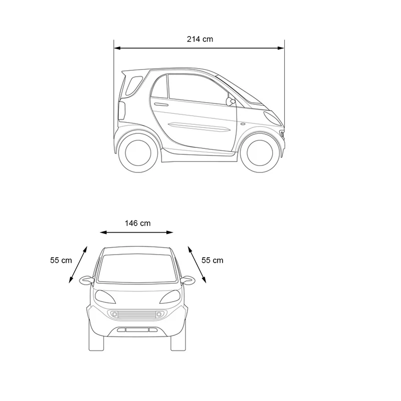 Halbgarage Abdeckung Autogarage für Smart Fortwo 214x146x55 cm 100% Polyester wasserabweisend