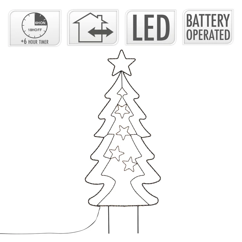LED Weihnachtsbaum 87 cm mit 90 Warmweißen LEDs aus Metall