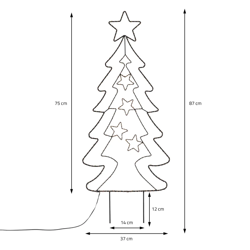 LED Weihnachtsbaum 87 cm mit 90 Warmweißen LEDs aus Metall