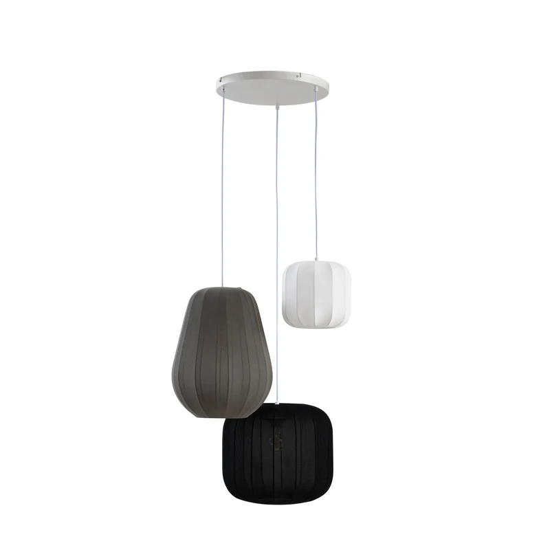 B-Ware Lindby Hängelampe Pendelleuchte Lampe schwarz weiß grau Textil 60cm 3-flammig690