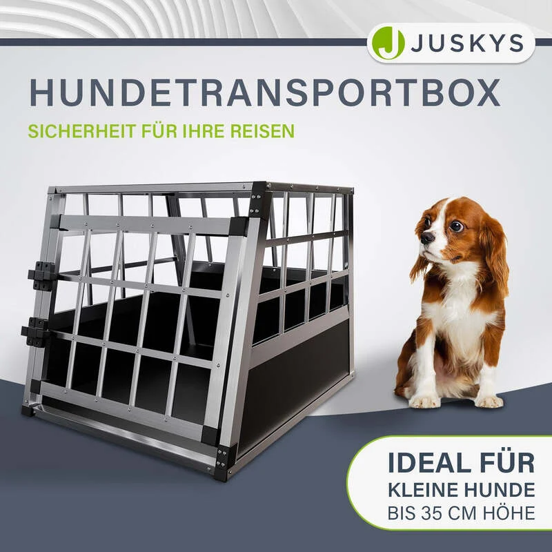 B-Ware Hundebox Auto Hundetransportbox Alu für kleine Hunde Kofferraum Rücksitz Größe M