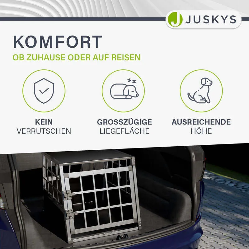 B-Ware Hundebox Auto Hundetransportbox Alu für kleine Hunde Kofferraum Rücksitz Größe M