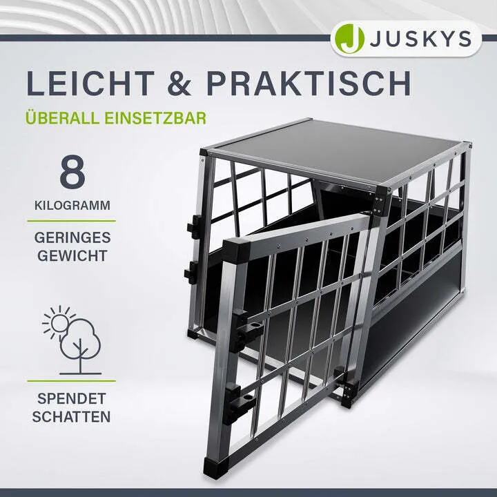 B-Ware Hundebox Auto Hundetransportbox Alu für kleine Hunde Kofferraum Rücksitz Größe M