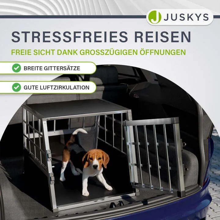 B-Ware Hundebox Auto Hundetransportbox Alu für kleine Hunde Kofferraum Rücksitz Größe M