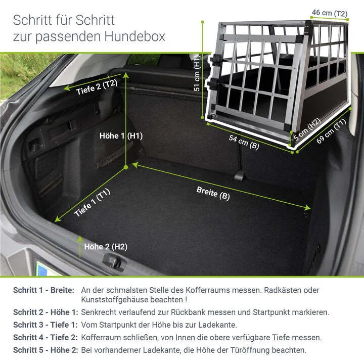 B-Ware Hundebox Auto Hundetransportbox Alu für kleine Hunde Kofferraum Rücksitz Größe M