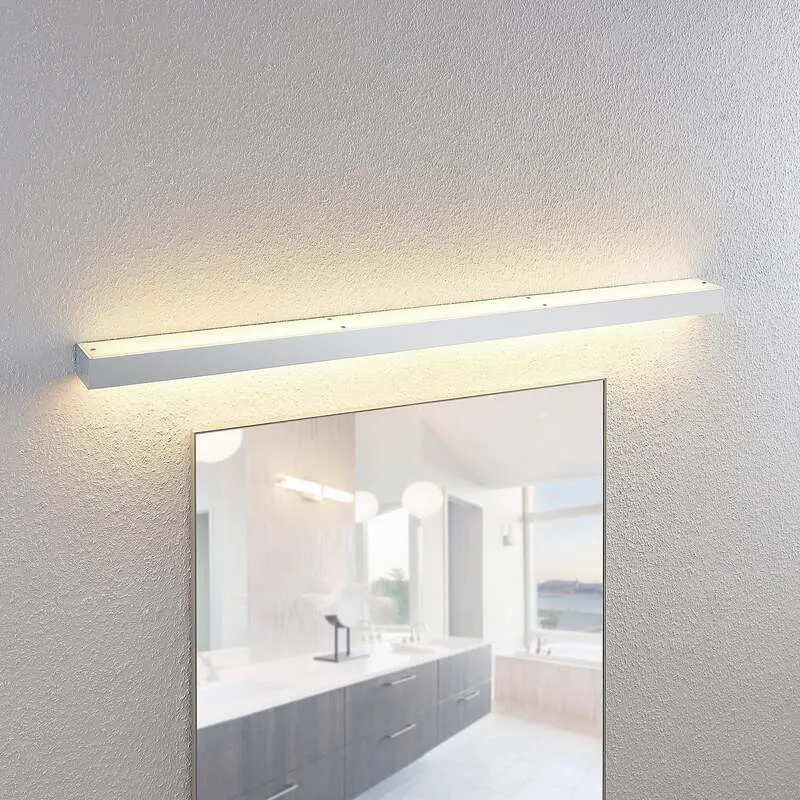 B-Ware Lindby Wandleuchte Wandlampe Layan LED Badezimmerlampe chrom 120cm IP44 weiß