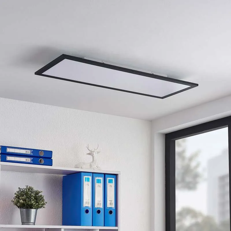 B-Ware Lindby Deckenleuchte Nelios LED Lampe Leuchte dimmbar schwarz 80x30cm 4000K