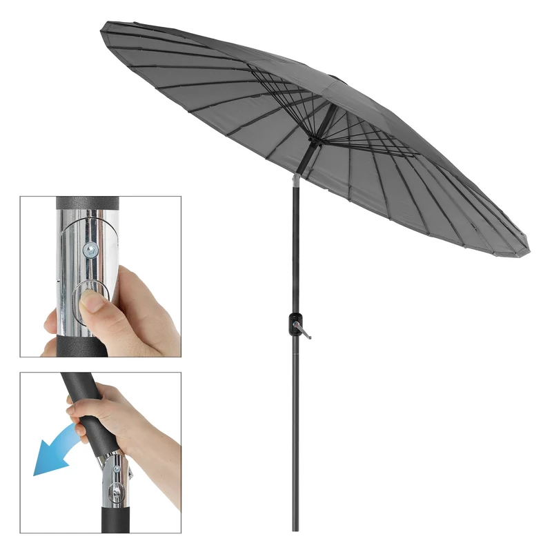 Sonnenschirm Shanghai mit Ständer Ø 325 cm Anthrazit aus Aluminium und Polyester ML-Design