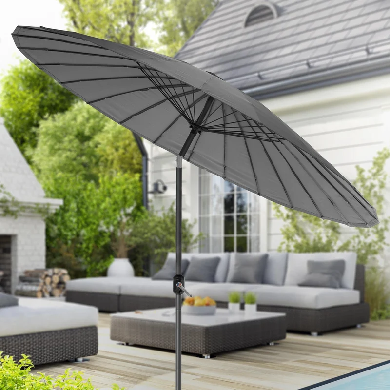 Sonnenschirm Shanghai mit Ständer Ø 325 cm Anthrazit aus Aluminium und Polyester ML-Design