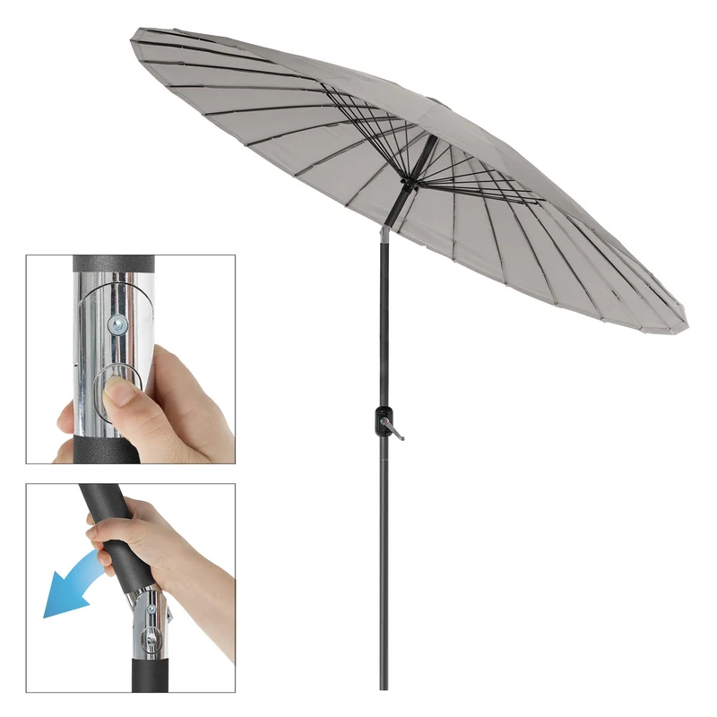Sonnenschirm Shanghai mit Ständer Ø 325 cm Taupe aus Aluminium und Polyester ML-Design