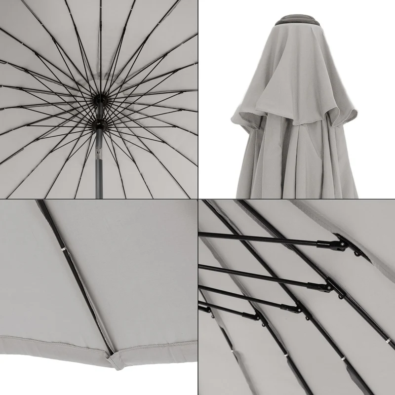 Sonnenschirm Shanghai mit Ständer Ø 325 cm Taupe aus Aluminium und Polyester ML-Design