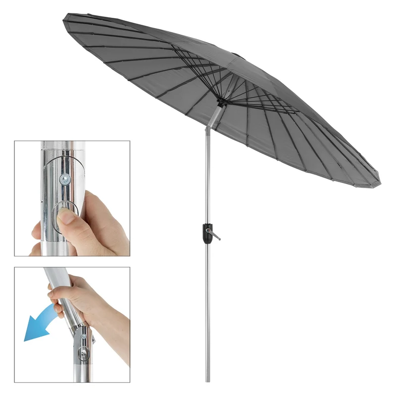 Sonnenschirm Shanghai mit Ständer Ø 270 cm Anthrazit aus Aluminium und Polyester ML-Design