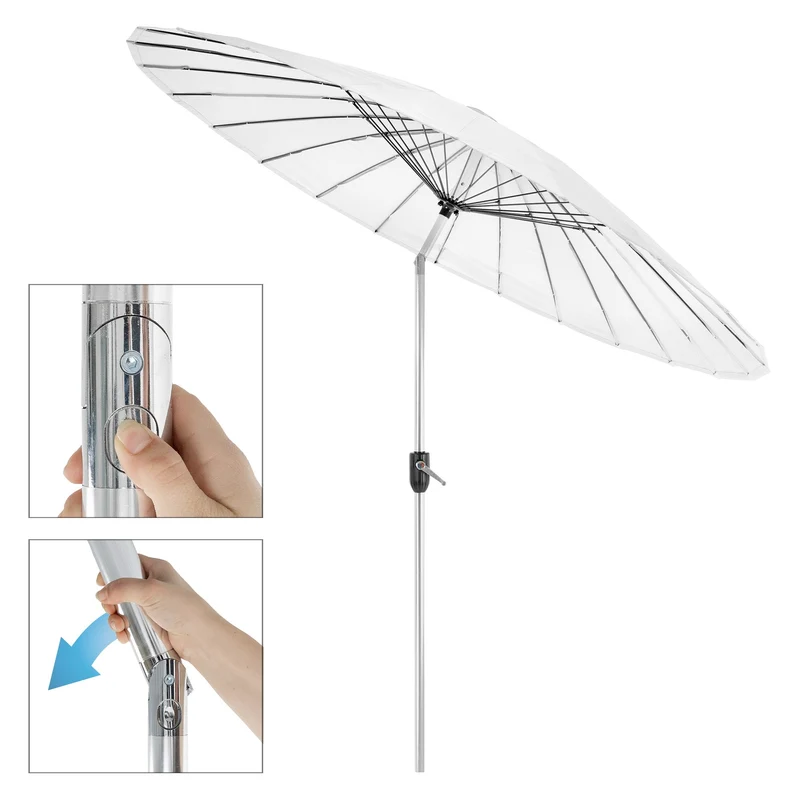 Sonnenschirm Shanghai mit Ständer Ø 270 cm Weiß aus Aluminium und Polyester ML-Design
