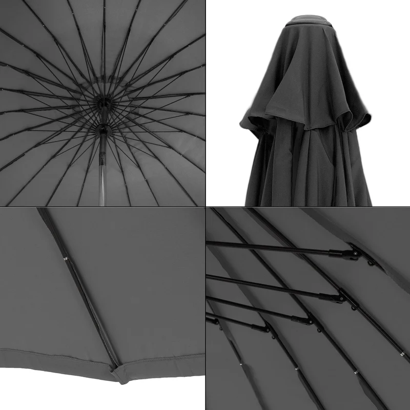 Sonnenschirm Shanghai mit Ständer Ø 270 cm Schwarz aus Aluminium und Polyester ML-Design