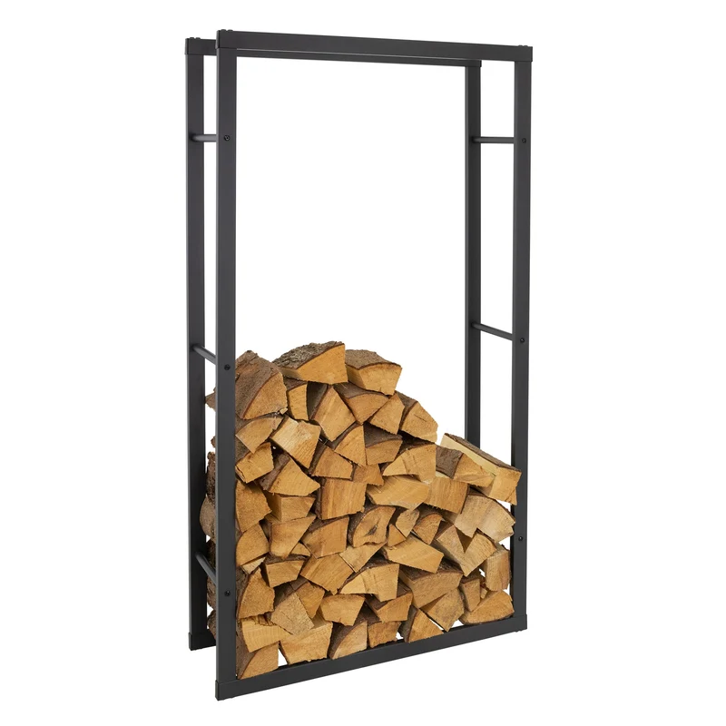 Kaminholzregal 80x150x25 cm Grau aus Metall ML-Design
