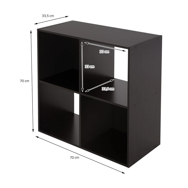 Bücherregal mit vier Fächern 70x33,5x70 cm Dunkelbraun aus Holz ML-Design